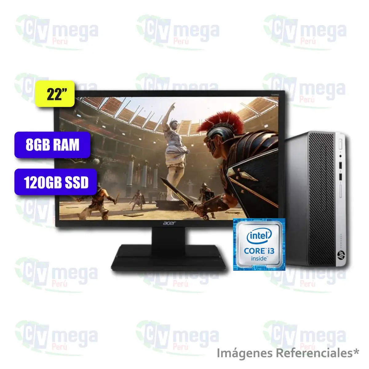 Combo HP ProDesk 400 G4 i3 + monitor Acer V226HQL 22" semi nuevo — HP Combos en CVmega Perú