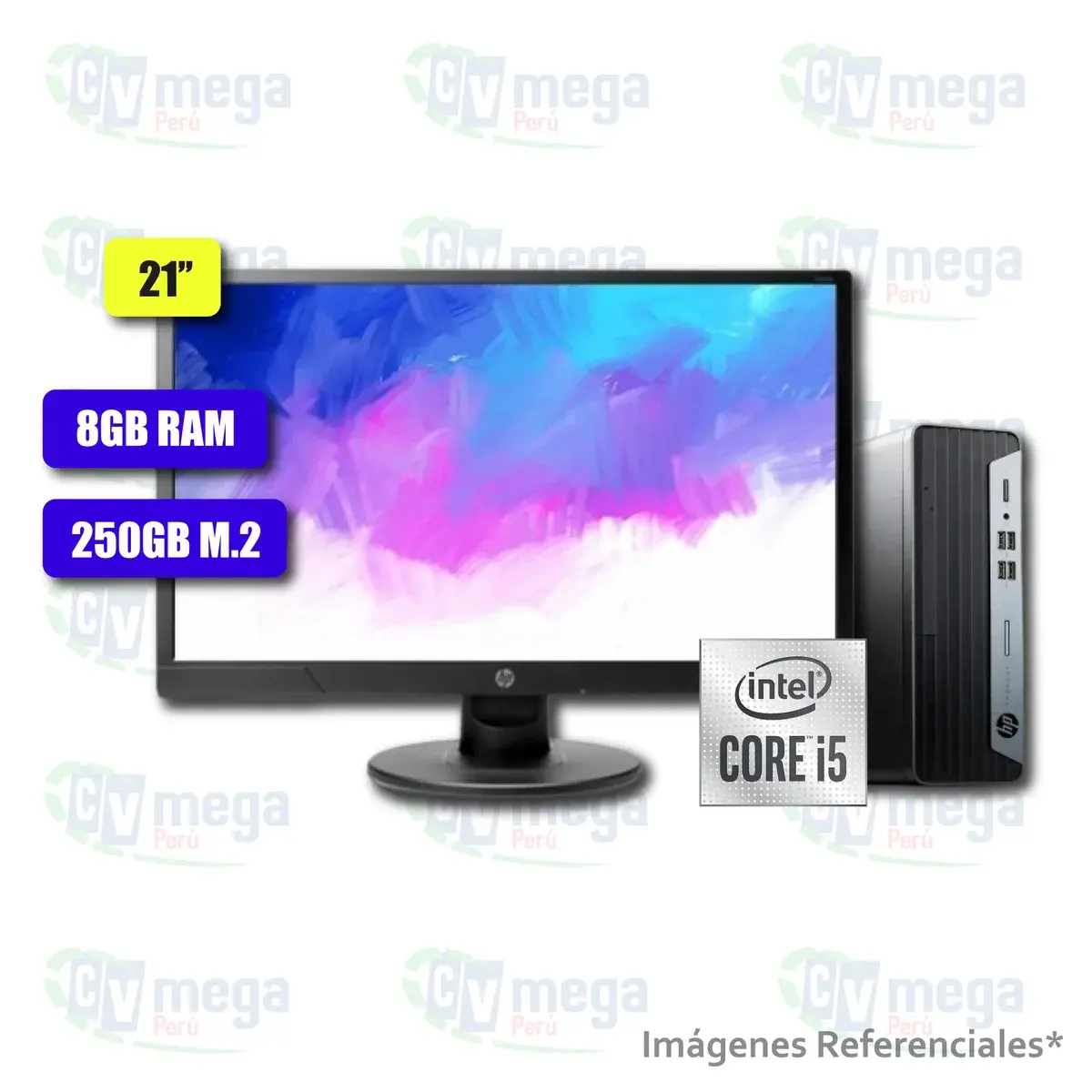 Combo HP ProDesk 400 G7 i5 + monitor HP V214a 21" semi nuevo — HP Combos en CVmega Perú