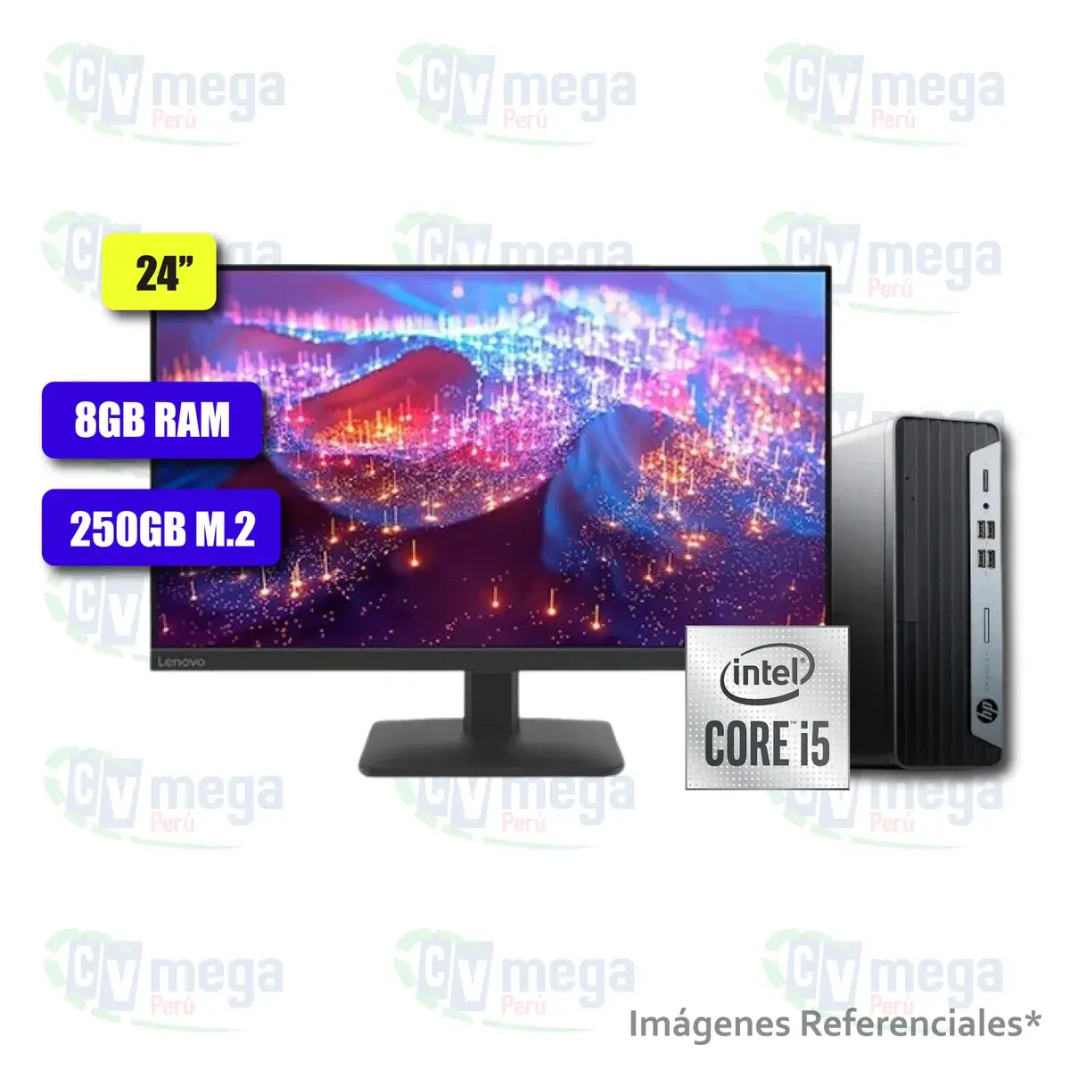 Combo HP ProDesk 400 G7 i5 + monitor Lenovo ThinkVision E24 semi nuevo — HP Combos en CVmega Perú