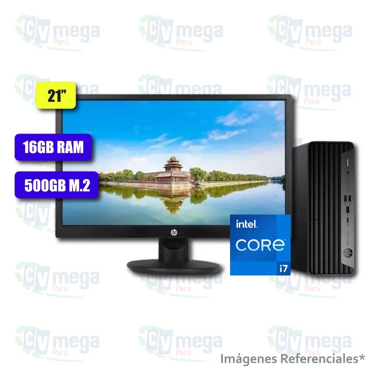 Combo HP ProDesk 400 G9 i7 + monitor HP V214a 21" semi nuevo — HP Combos en CVmega Perú