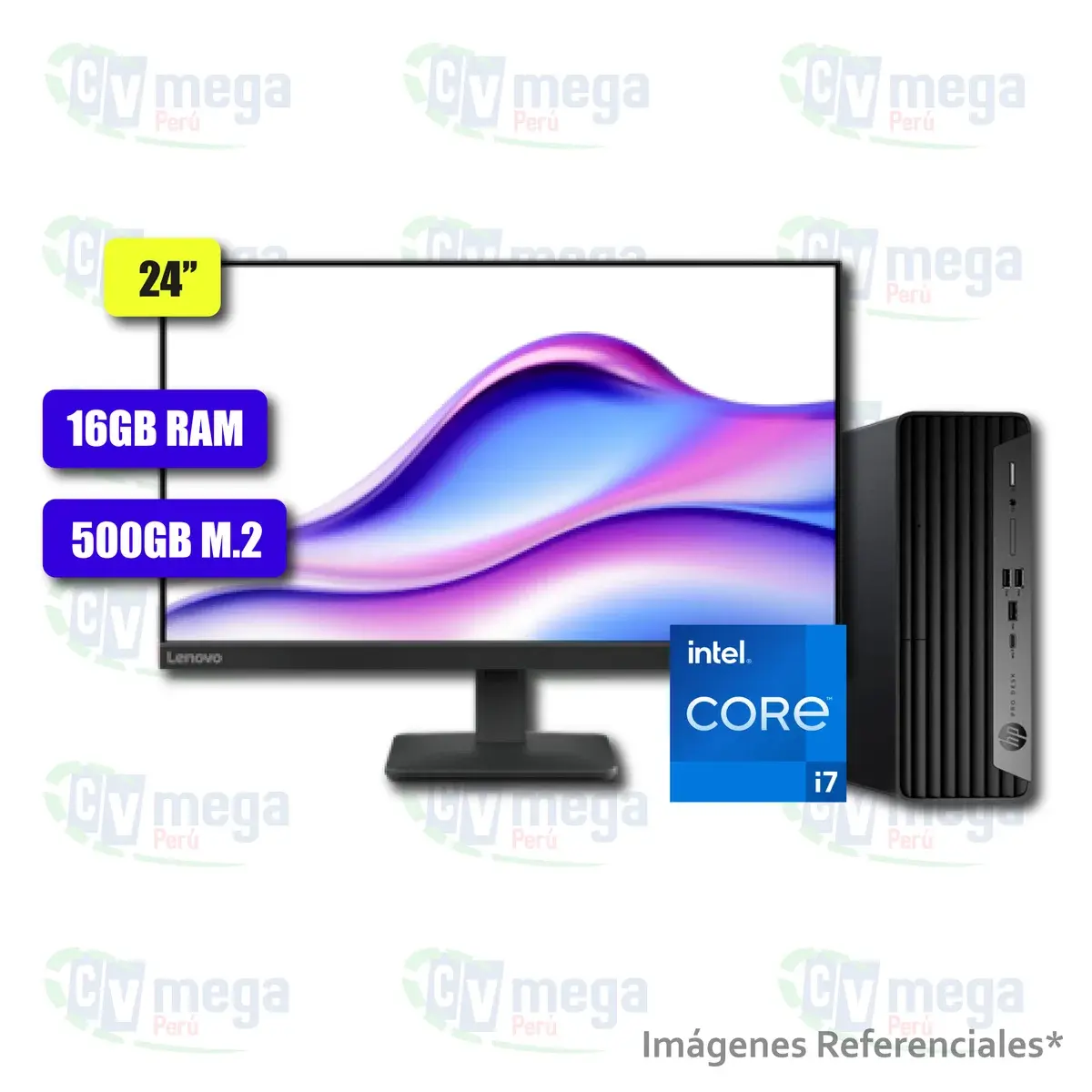 Combo HP ProDesk 400 G9 i7 + monitor Lenovo ThinkVision E24 semi nuevo — HP Combos en CVmega Perú
