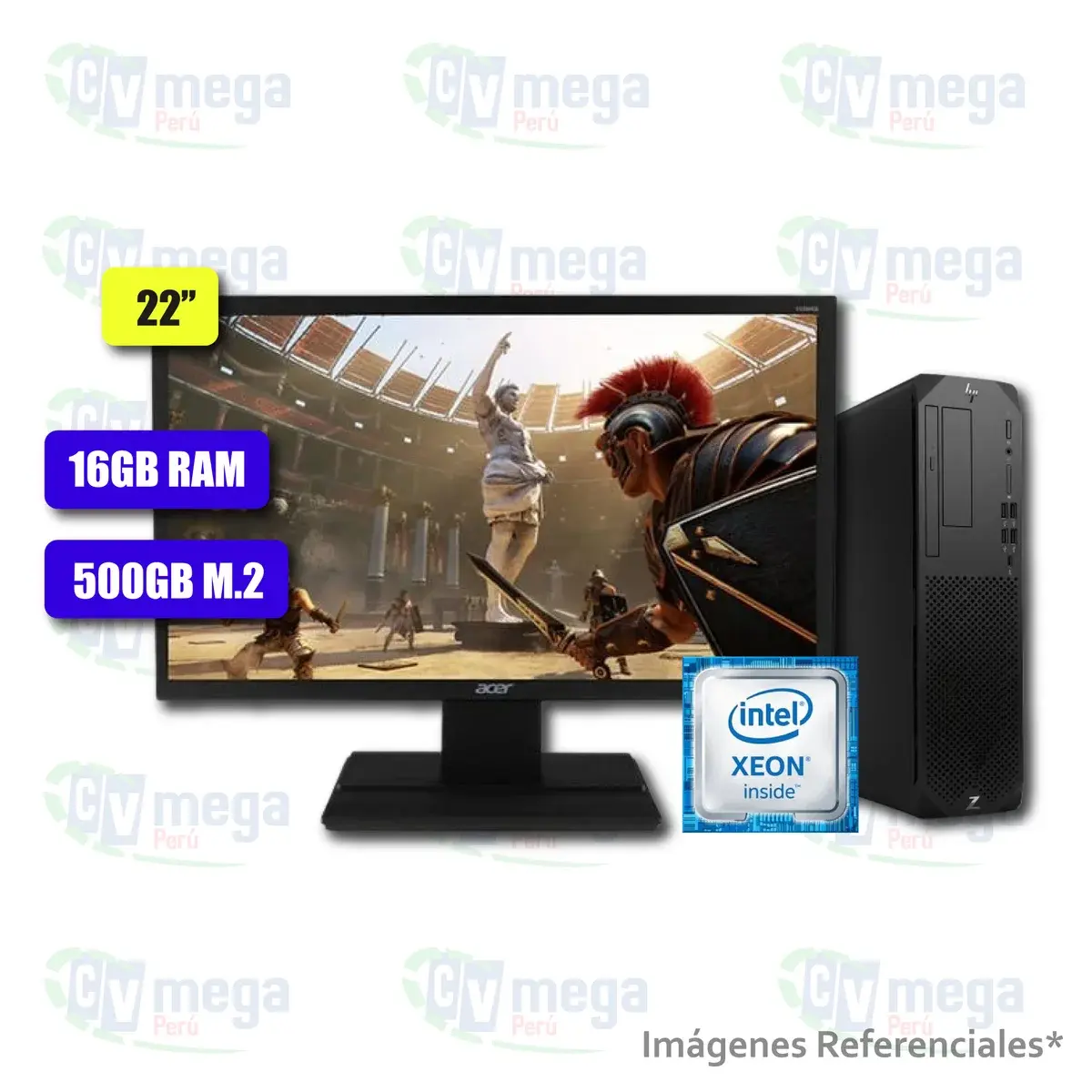 Combo HP Z2 G8 Workstation + monitor Acer V226HQL 22" semi nuevo — HP Combos en CVmega Perú