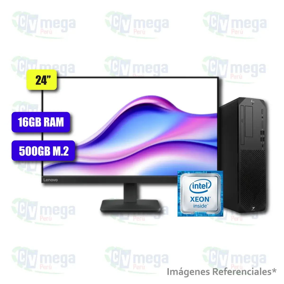 Combo HP Z2 G8 Workstation + monitor Lenovo ThinkVision E24 semi nuevo — HP Combos en CVmega Perú