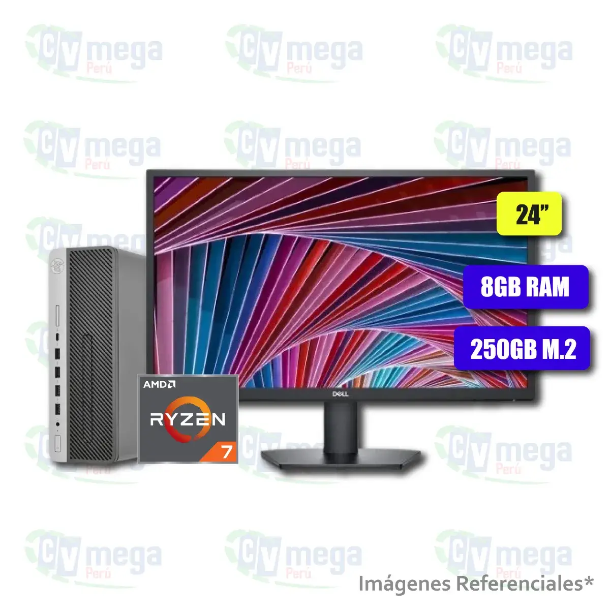 CPU HP ELITEDESK 705 G5 + Monitor Dell E2423H semi nuevo — HP Combos en CVmega Perú