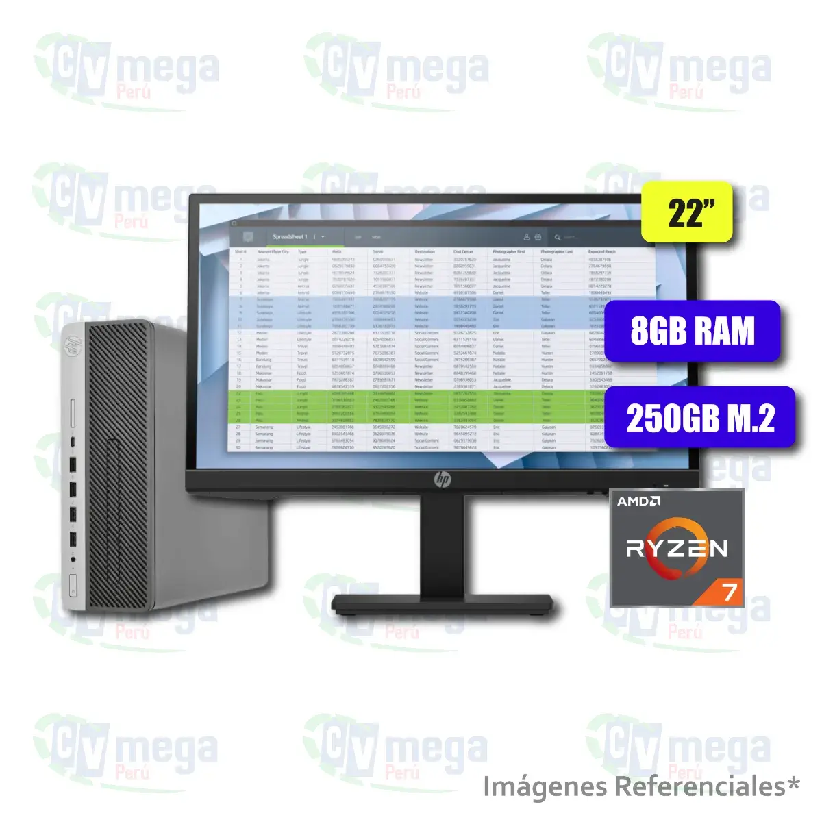 CPU HP ELITEDESK 705 G5 + Monitor HP P22 G4 semi nuevo — HP Combos en CVmega Perú