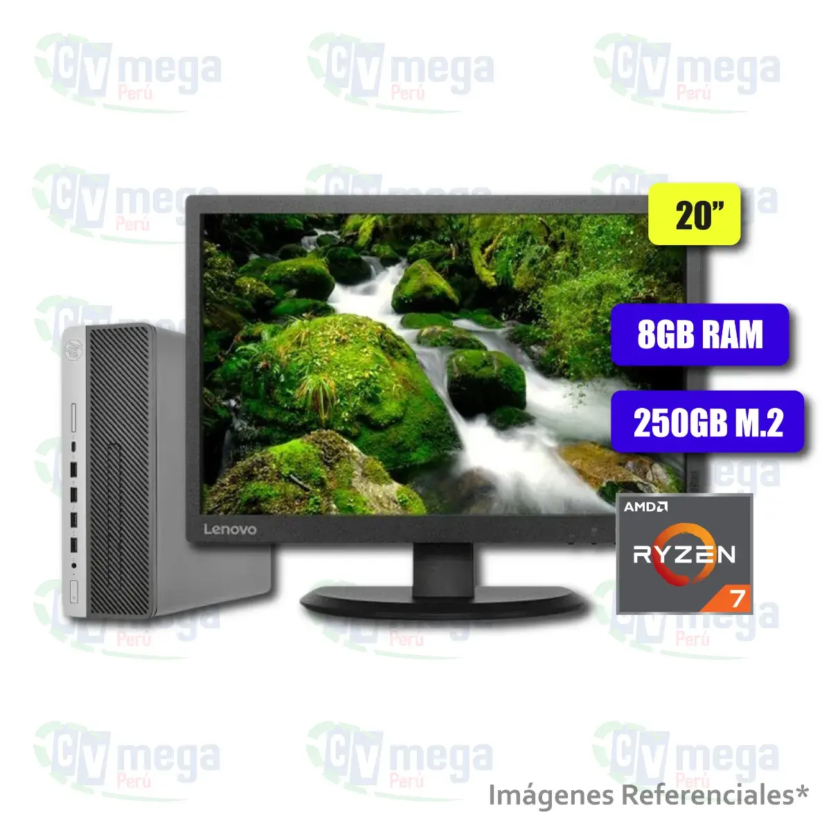 CPU HP ELITEDESK 705 G5 + Monitor Lenovo E2054A semi nuevo — HP Combos en CVmega Perú