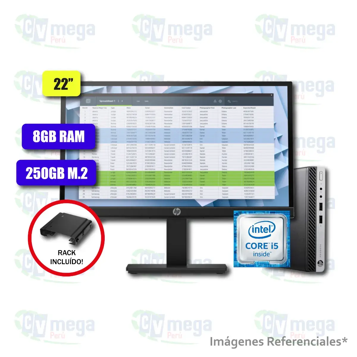 CPU HP MINI SLIM 800 G3 + Monitor HP P22 G4 22" semi nuevo — HP Combos Mini PC en CVmega Perú