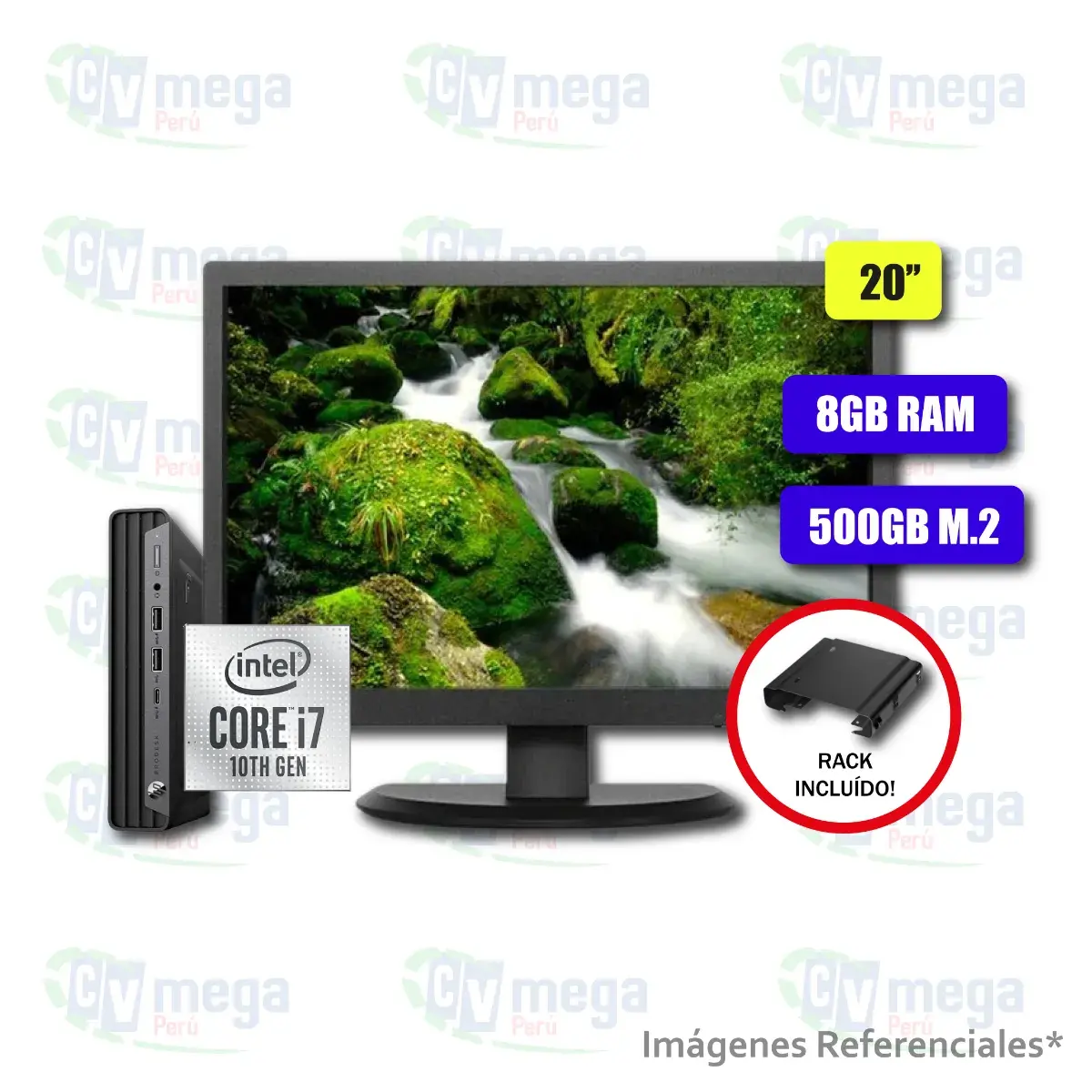 CPU HP Mini Slim 400 G6 + Monitor Lenovo E2054A semi nuevo — HP Combos Mini PC en CVmega Perú