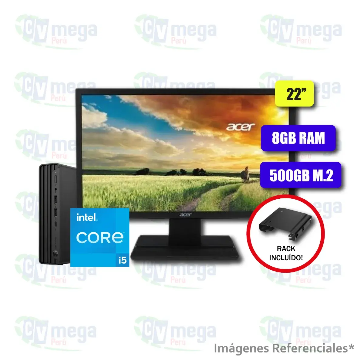 CPU HP Pro Mini 400 G9 + Monitor Acer V226HQL 22" semi nuevo — HP Combos Mini PC en CVmega Perú