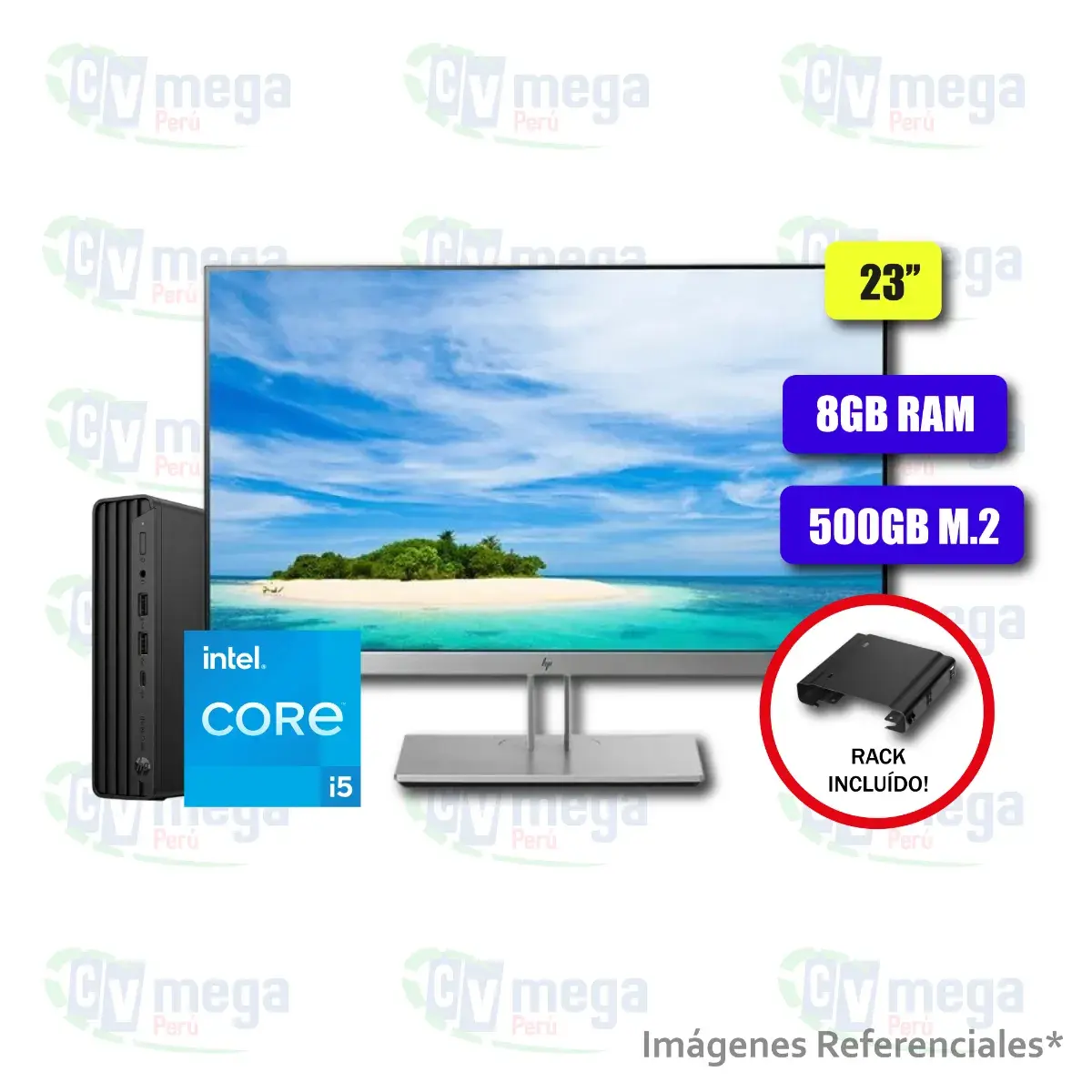 CPU HP Pro Mini 400 G9 + Monitor HP E233 semi nuevo — HP Combos Mini PC en CVmega Perú