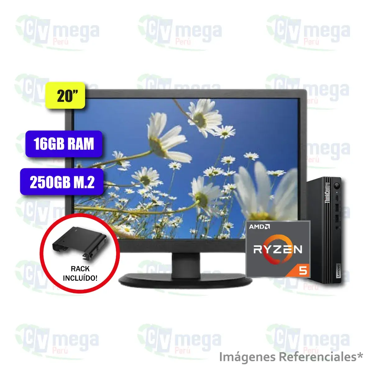 CPU Lenovo Tiny M75q + Monitor Lenovo E2054A semi nuevo — Lenovo Combos Mini PC en CVmega Perú