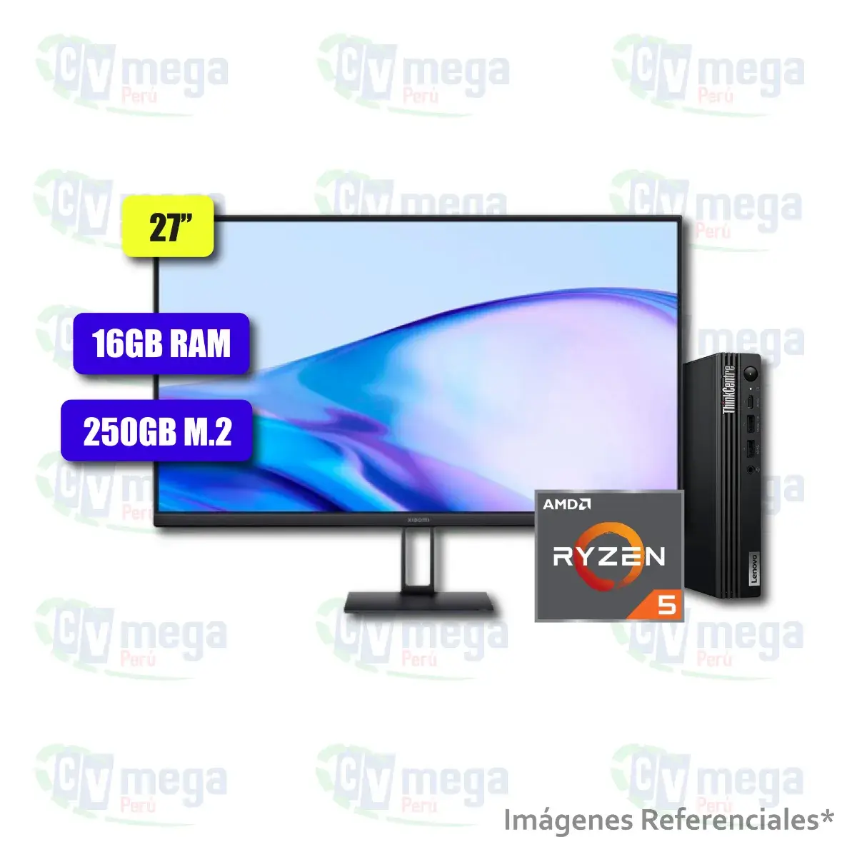 CPU Lenovo Tiny M75q + Monitor Xiaomi A27i 27" semi nuevo — Lenovo Combos Mini PC en CVmega Perú