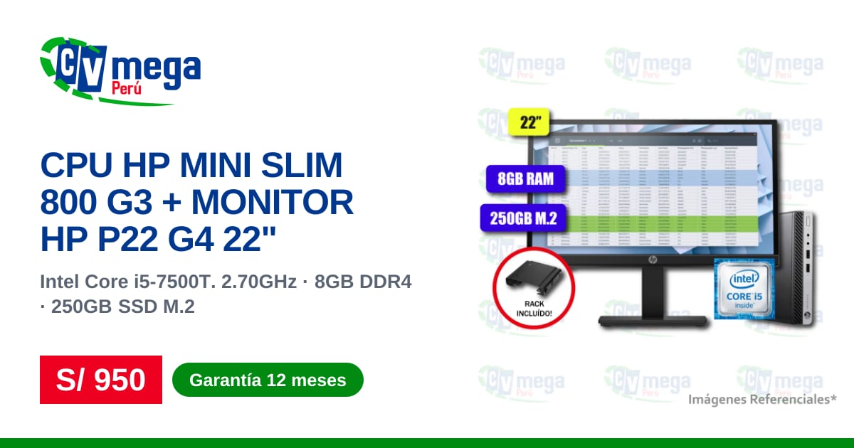 CPU HP MINI SLIM 400 G3 + Monitor HP P22 G4 22